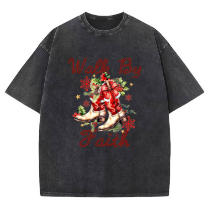 Walk By Faith Christian Washed T-Shirt