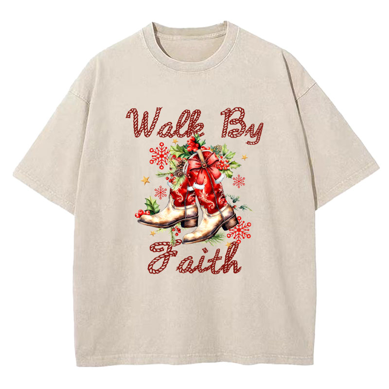 Walk By Faith Christian Washed T-Shirt