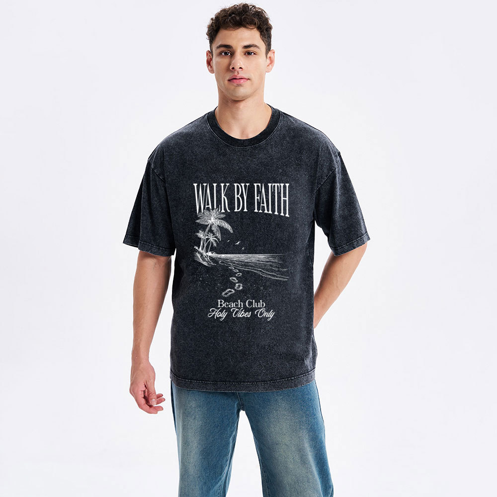Walk By Faith Christian Washed T-Shirt