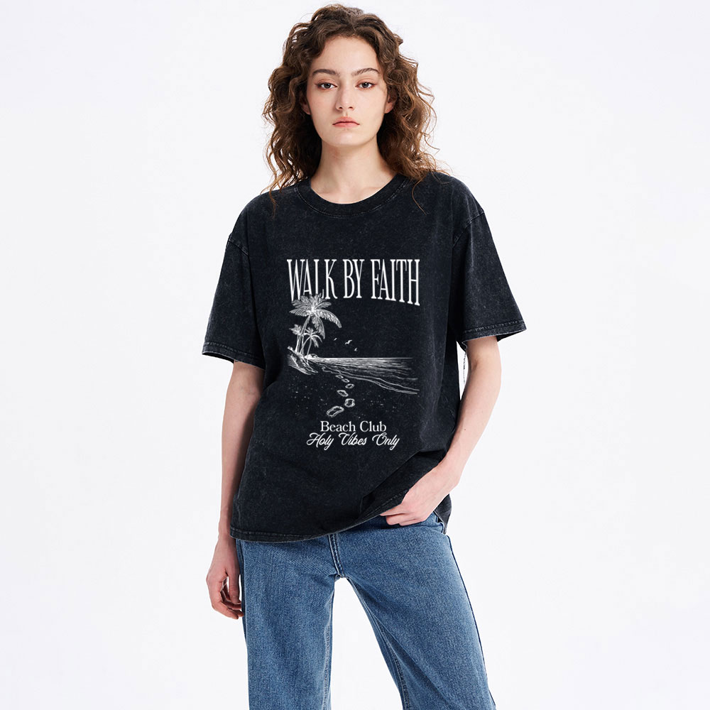 Walk By Faith Christian Washed T-Shirt