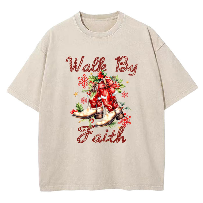 Walk By Faith Christian Washed T-Shirt