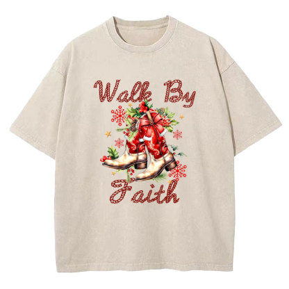 Walk By Faith Christian Washed T-Shirt