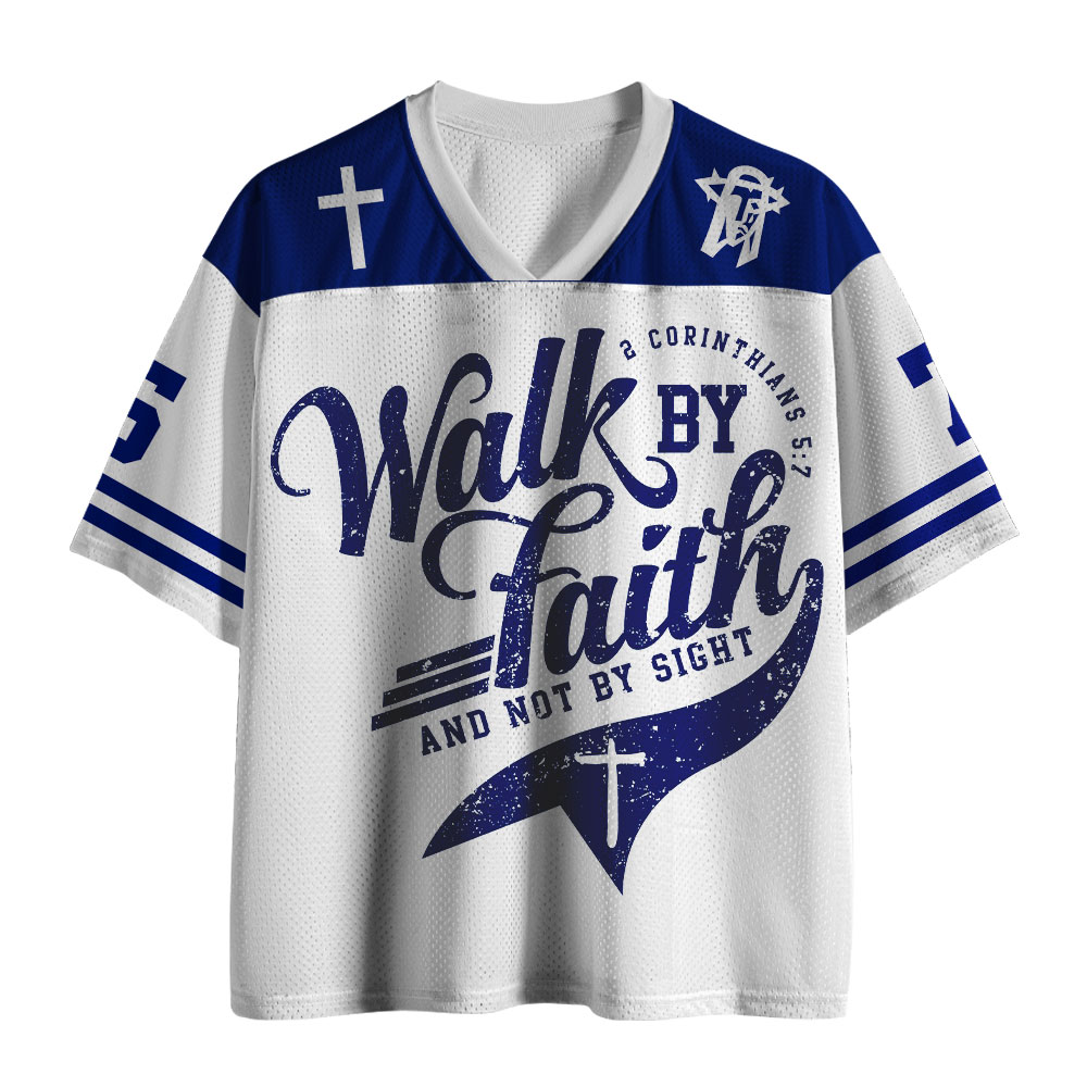 Walk By Faith Christian White Mesh Jersey