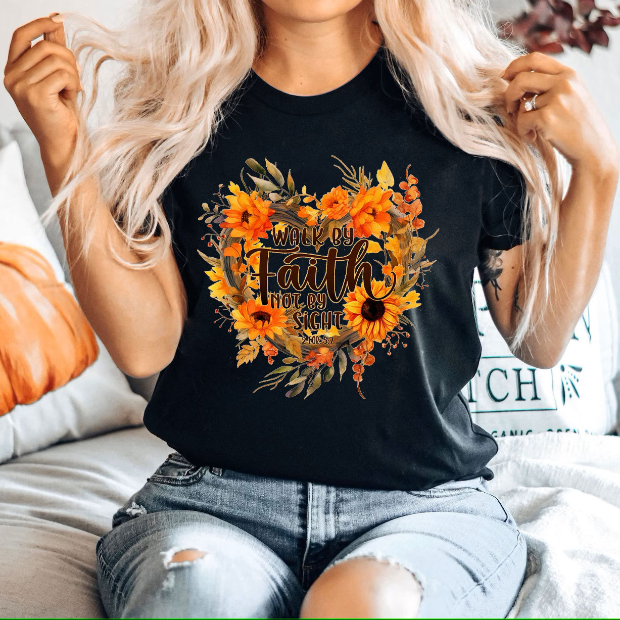 Walk By Faith Not By Sight Christian T-Shirt