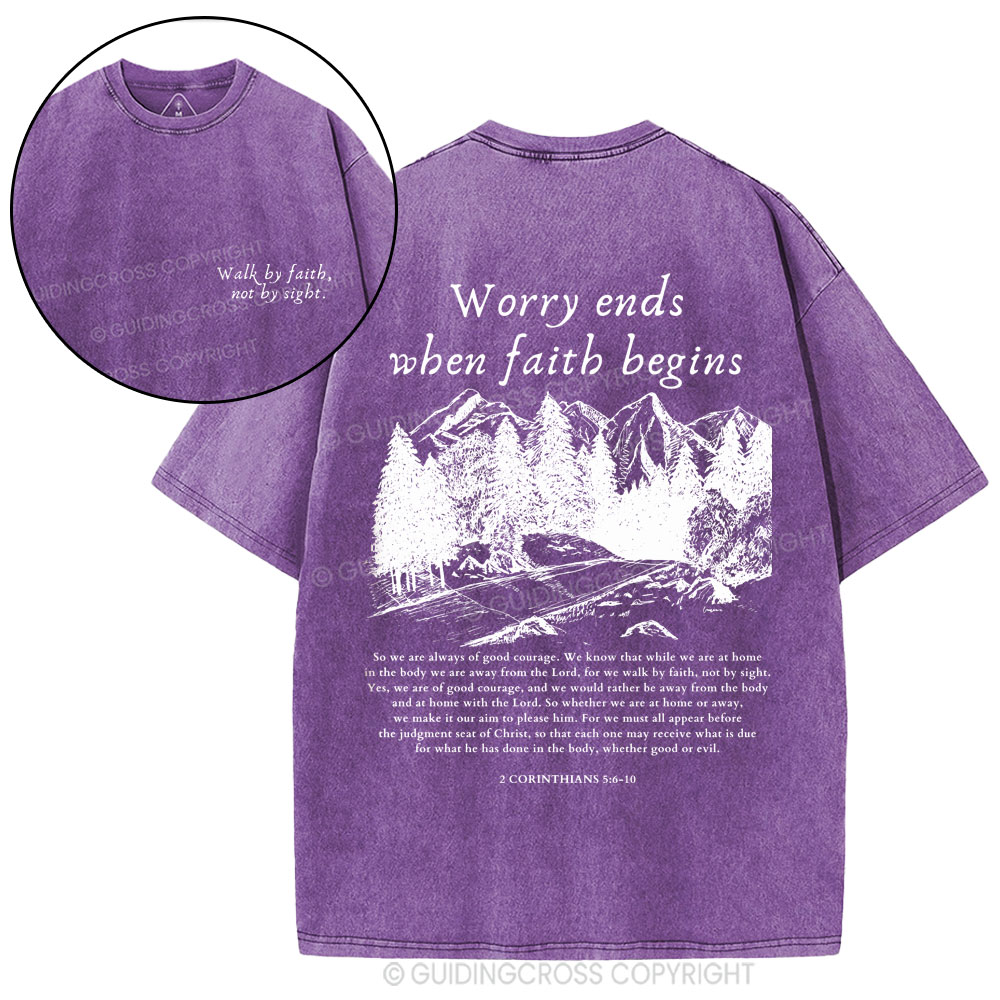 Walk By Faith Not By Sight Christian Washed T-Shirt