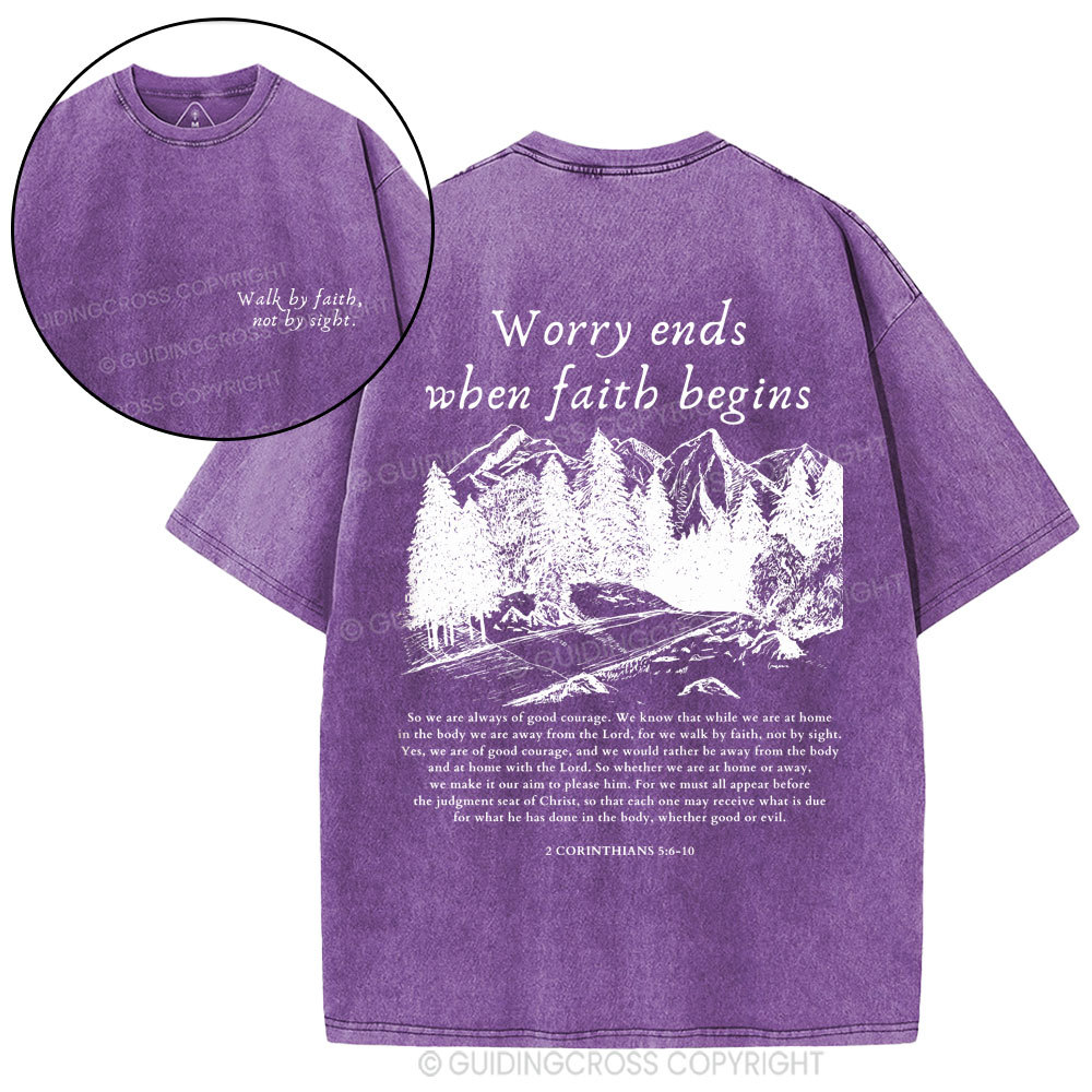 Walk By Faith Not By Sight Christian Washed T-Shirt