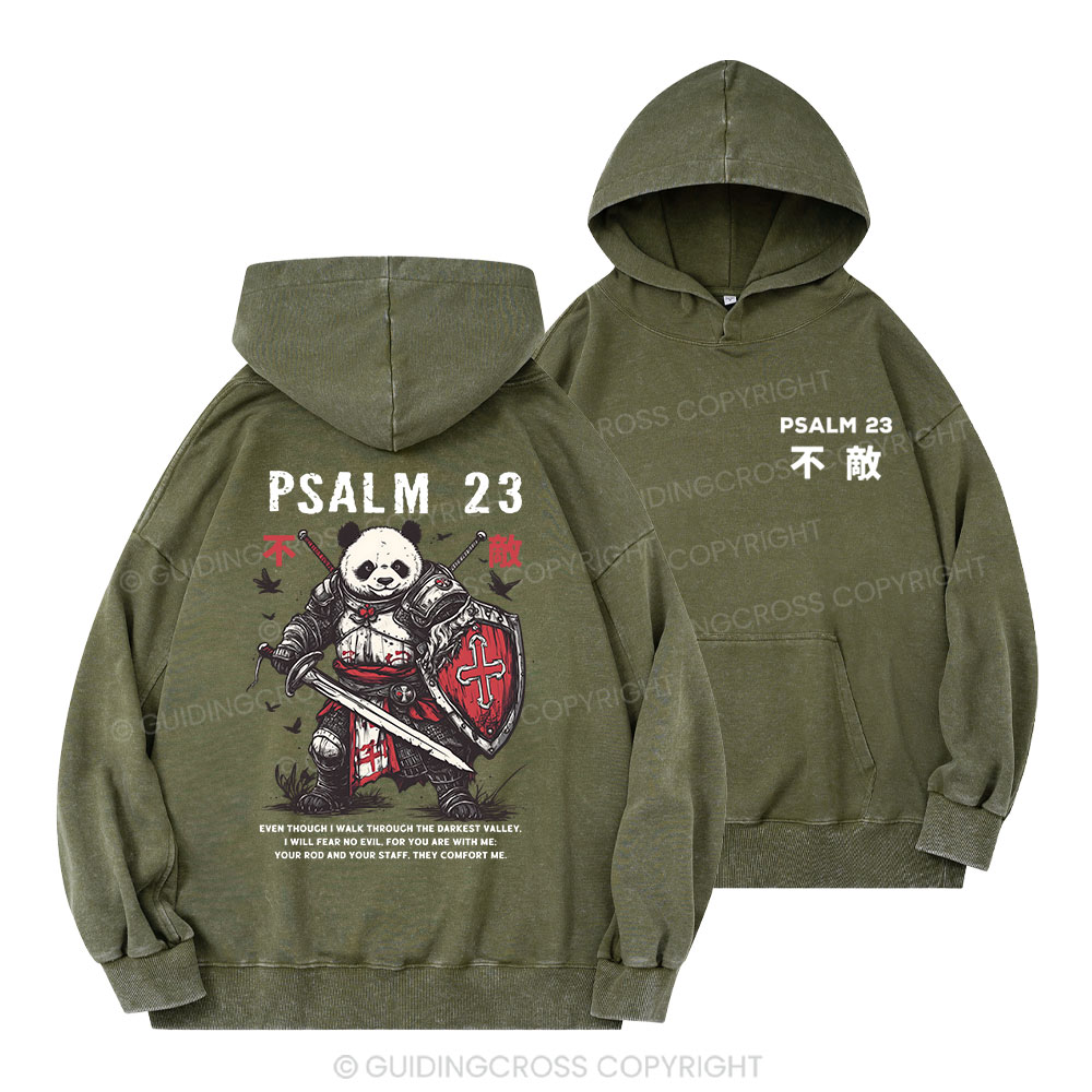 Walk Through The Darkest Valley Panda Warrior Christian Washed Hoodie