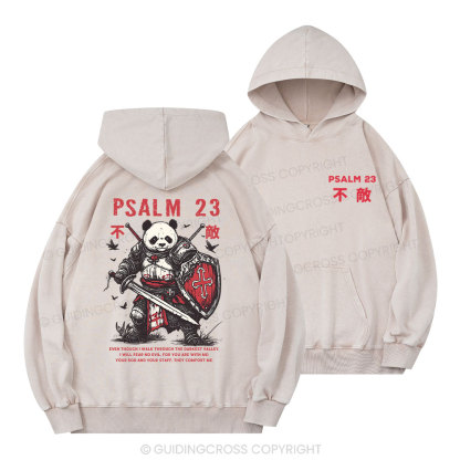 Walk Through The Darkest Valley Panda Warrior Christian Washed Hoodie