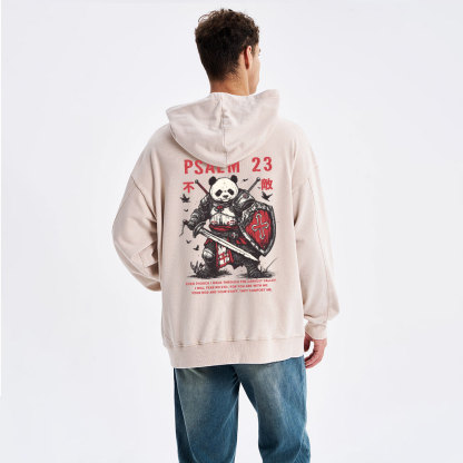 Walk Through The Darkest Valley Panda Warrior Christian Washed Hoodie