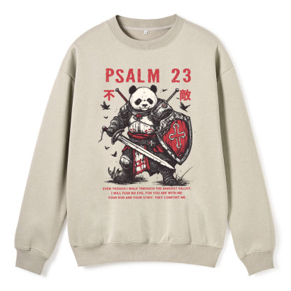 Walk Through The Darkest Valley Panda Warrior Christian Fleece Sweatshirt