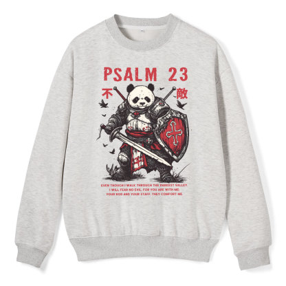 Walk Through The Darkest Valley Panda Warrior Christian Fleece Sweatshirt