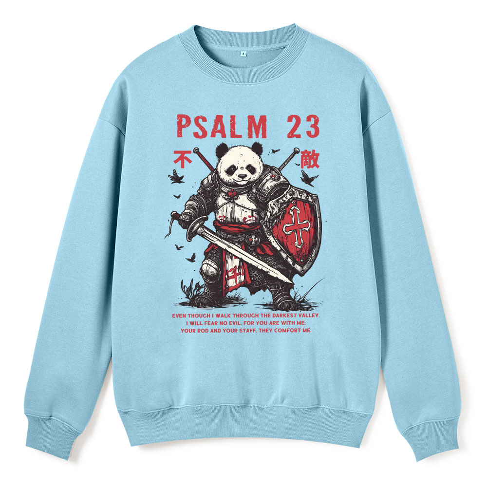 Walk Through The Darkest Valley Panda Warrior Christian Fleece Sweatshirt