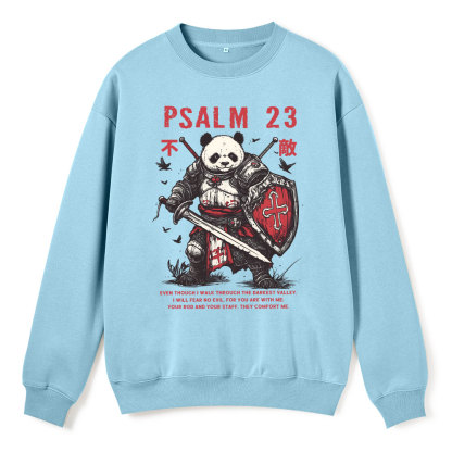 Walk Through The Darkest Valley Panda Warrior Christian Fleece Sweatshirt