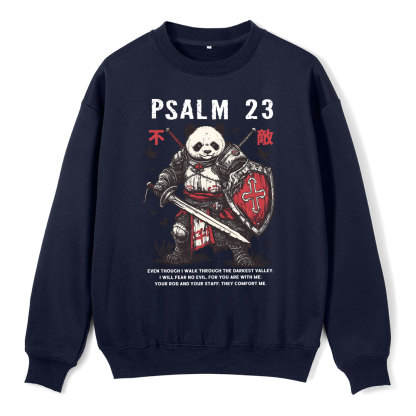 Walk Through The Darkest Valley Panda Warrior Christian Fleece Sweatshirt