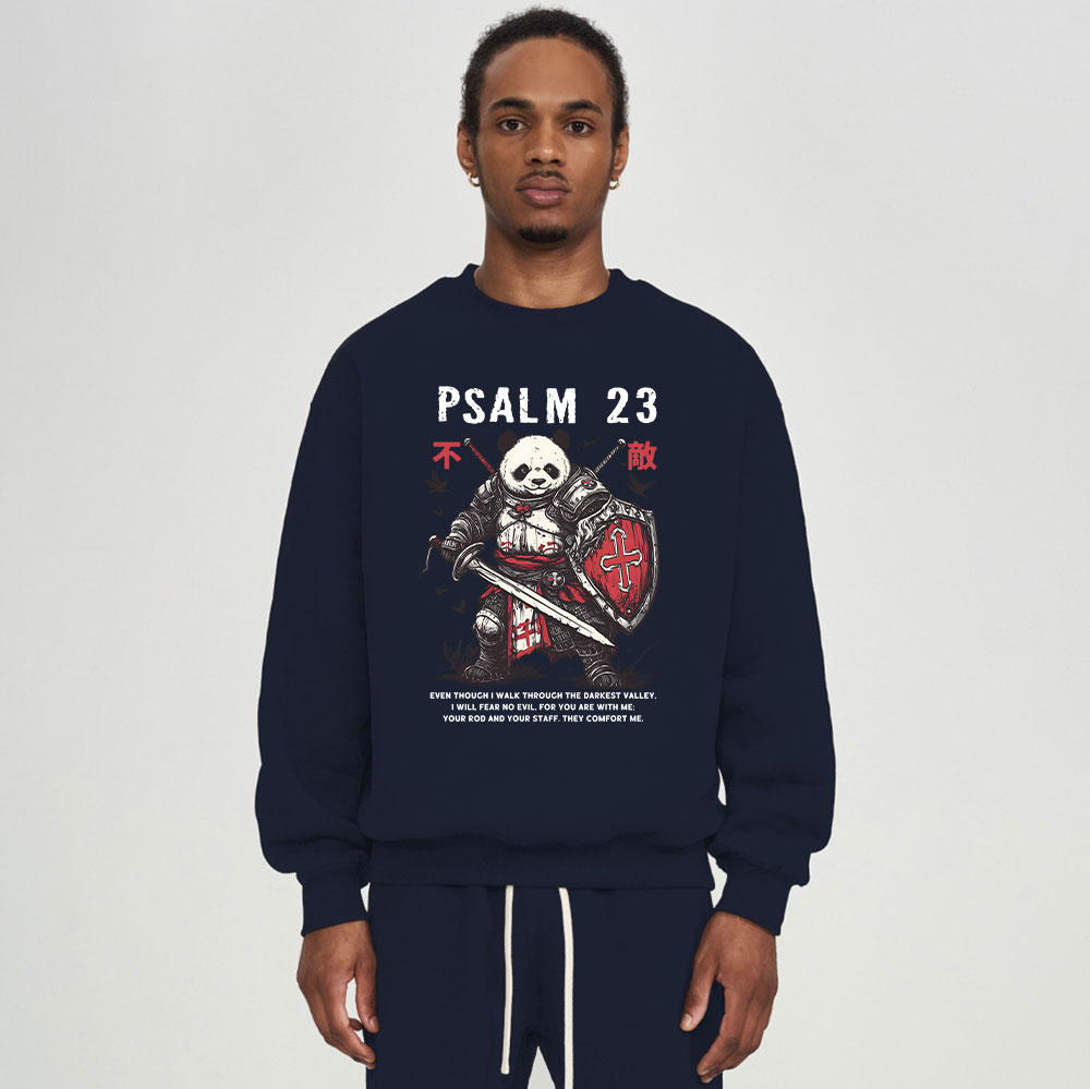 Walk Through The Darkest Valley Panda Warrior Christian Fleece Sweatshirt