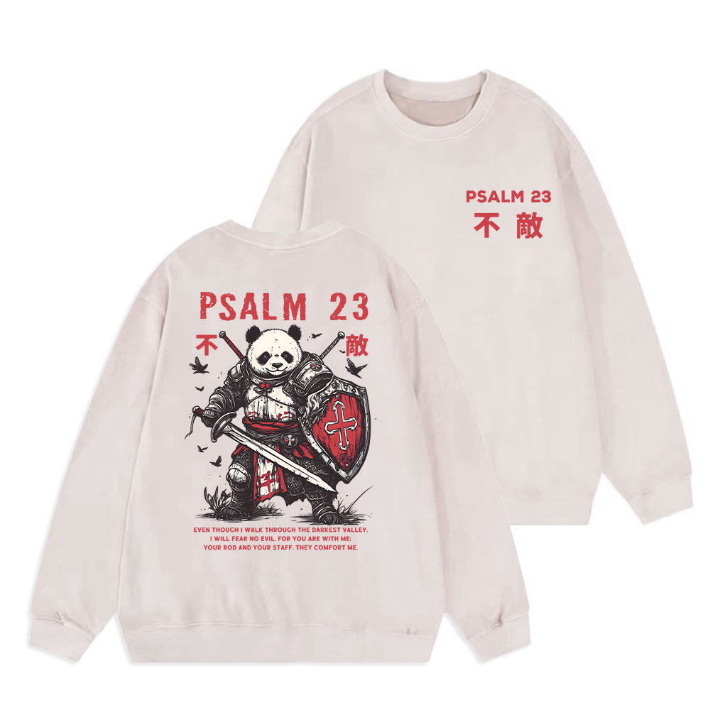 Walk Through The Darkest Valley Panda Warrior Christian Washed Sweatshirt