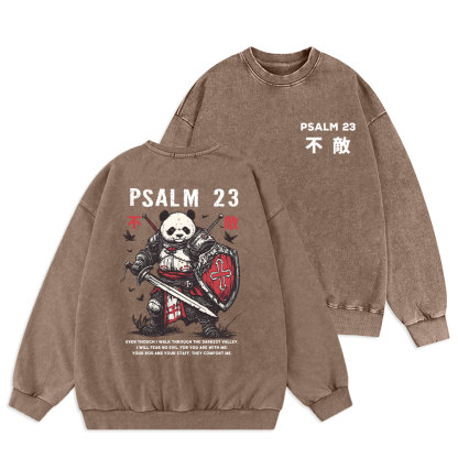 Walk Through The Darkest Valley Panda Warrior Christian Washed Sweatshirt
