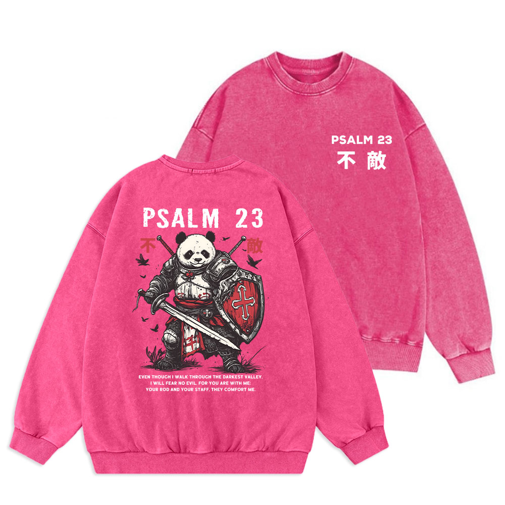 Walk Through The Darkest Valley Panda Warrior Christian Washed Sweatshirt