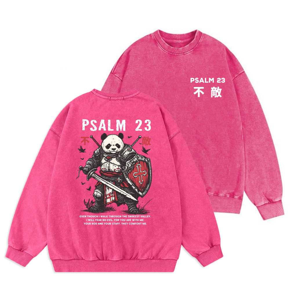 Walk Through The Darkest Valley Panda Warrior Christian Washed Sweatshirt