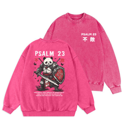 Walk Through The Darkest Valley Panda Warrior Christian Washed Sweatshirt