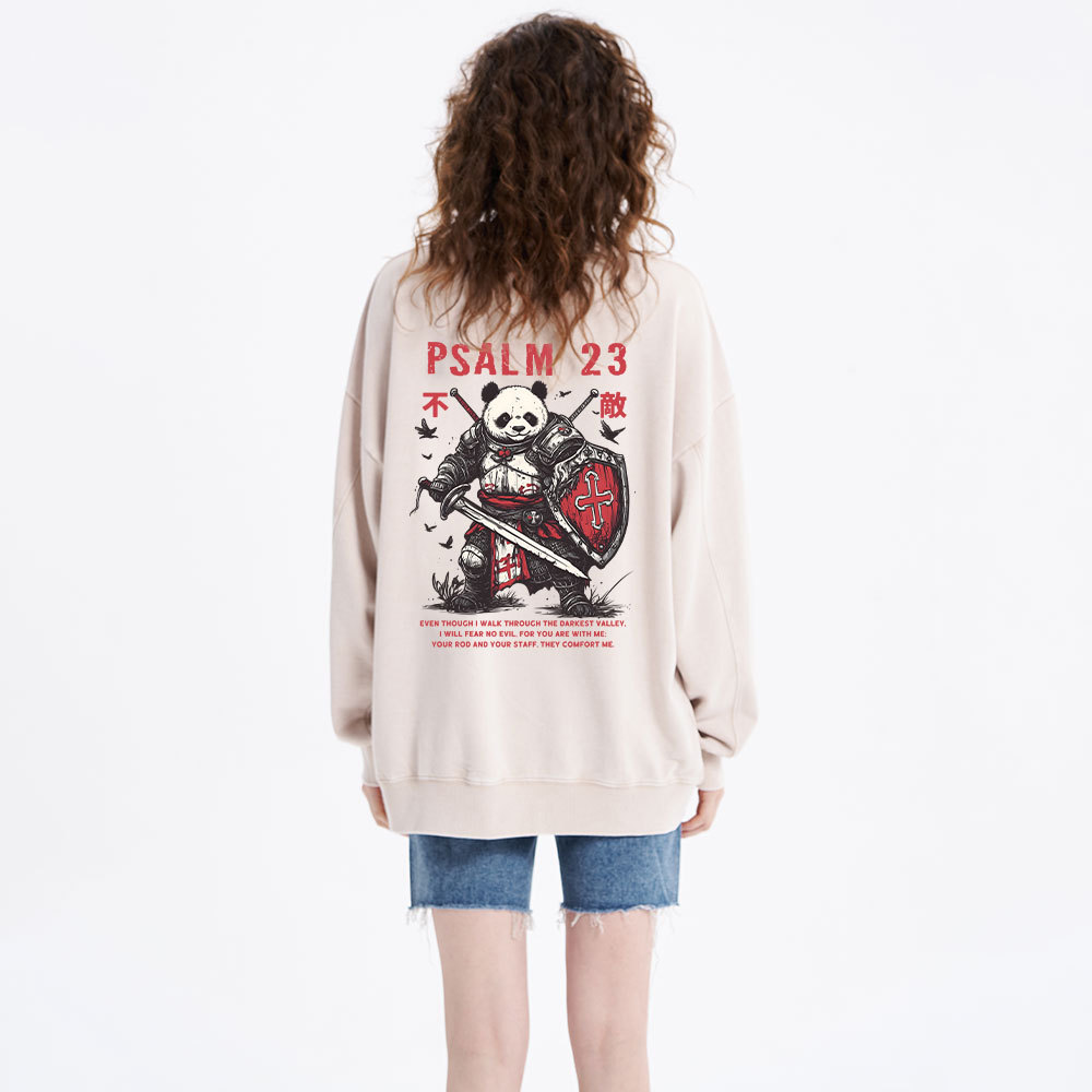 Walk Through The Darkest Valley Panda Warrior Christian Washed Sweatshirt