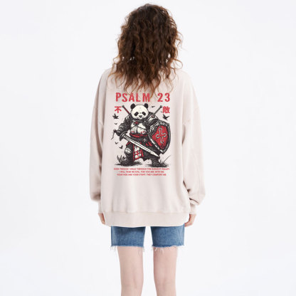 Walk Through The Darkest Valley Panda Warrior Christian Washed Sweatshirt