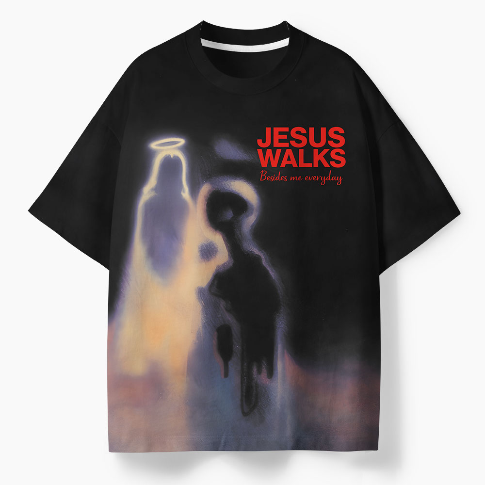 Walk With Jesus Oversized All-Over Print Christian T-Shirt
