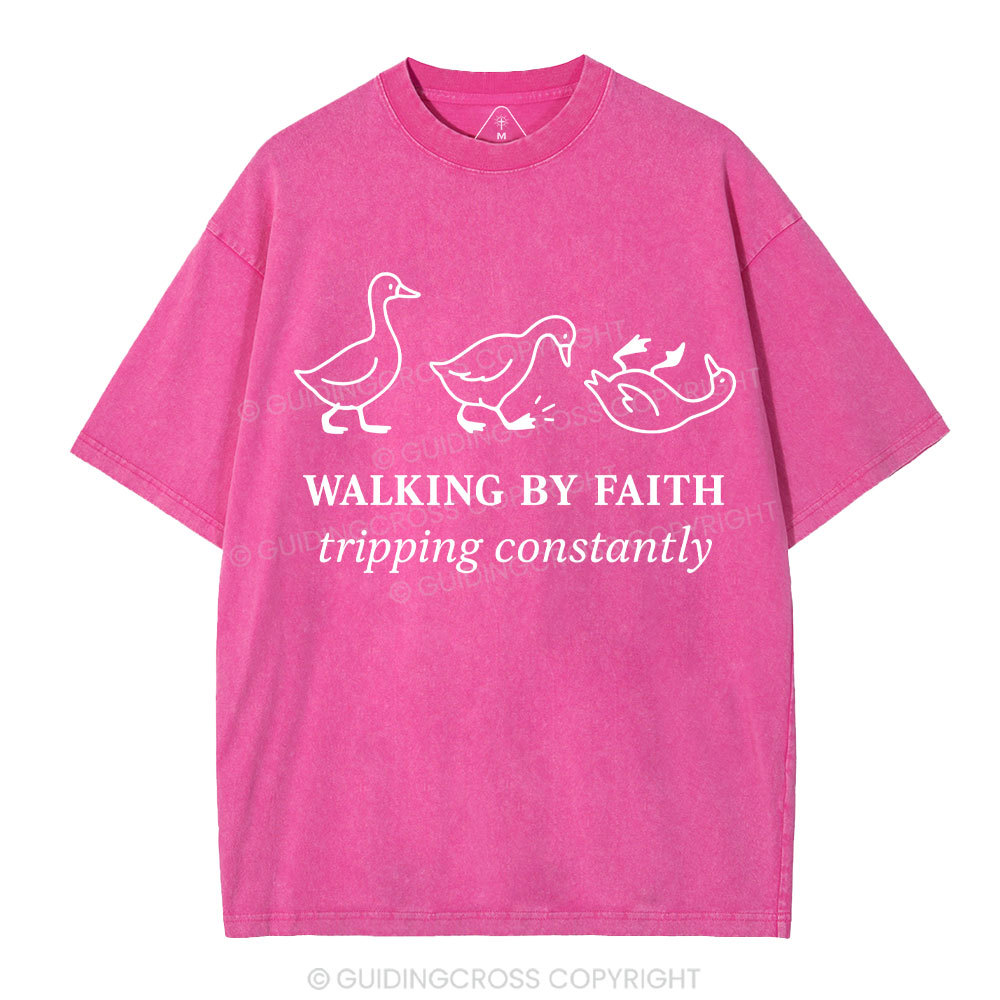 Walking By Faith Christian Washed T-Shirt