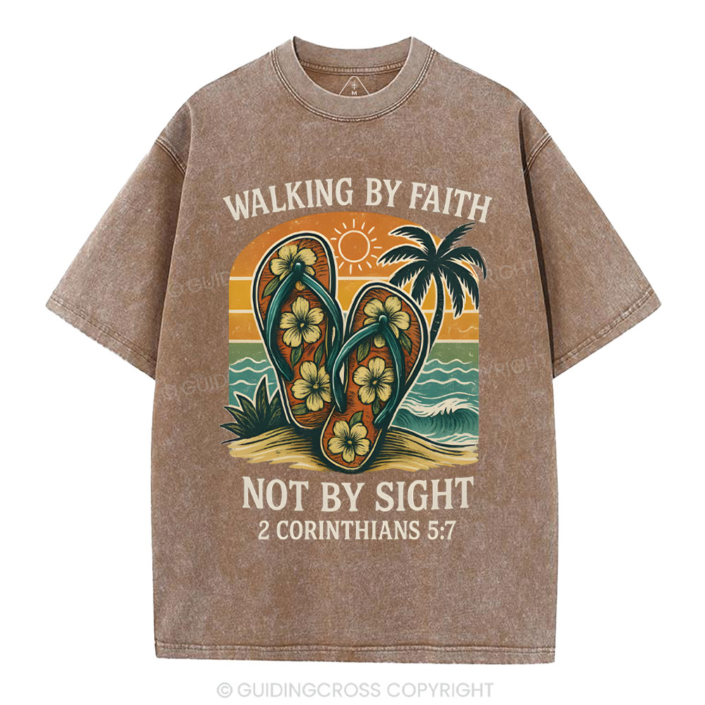 Walking By Faith Christian Washed T-Shirt