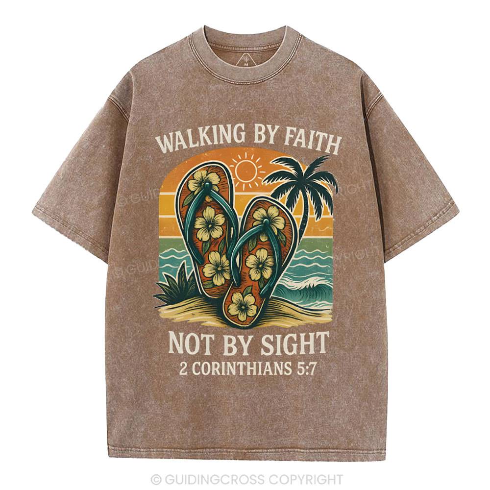 Walking By Faith Christian Washed T-Shirt