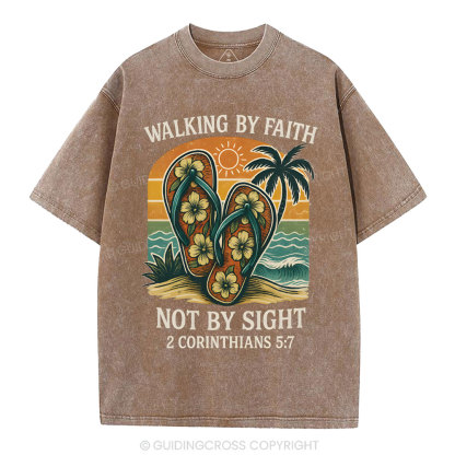 Walking By Faith Christian Washed T-Shirt