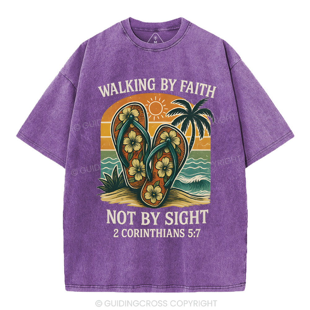 Walking By Faith Christian Washed T-Shirt