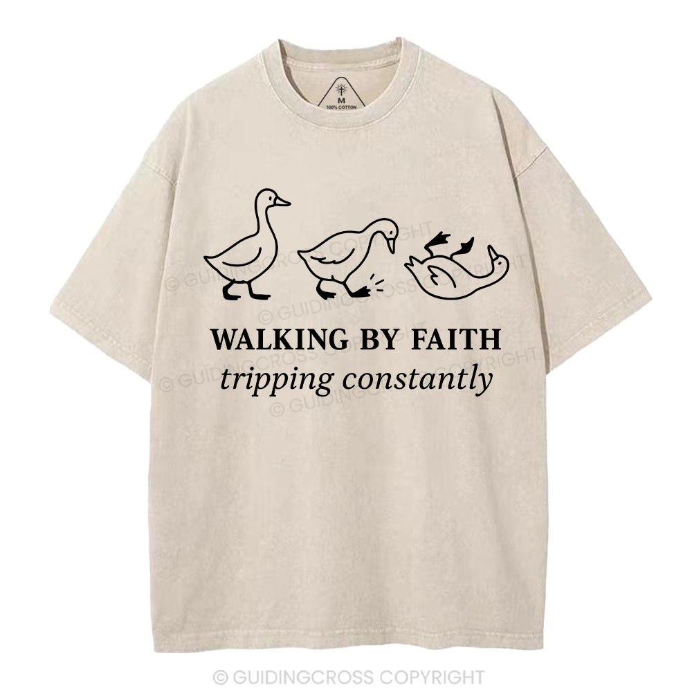 Walking By Faith Christian Washed T-Shirt