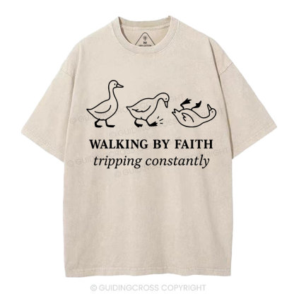 Walking By Faith Christian Washed T-Shirt