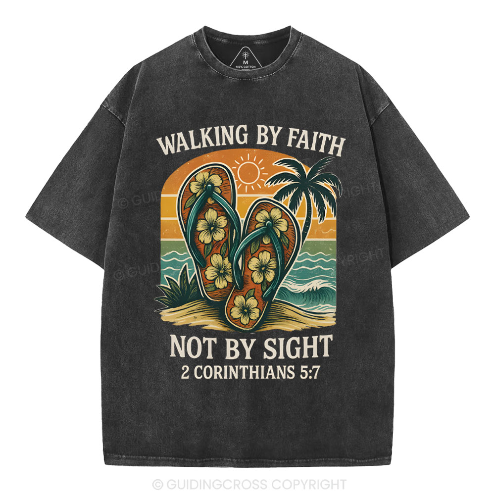 Walking By Faith Christian Washed T-Shirt