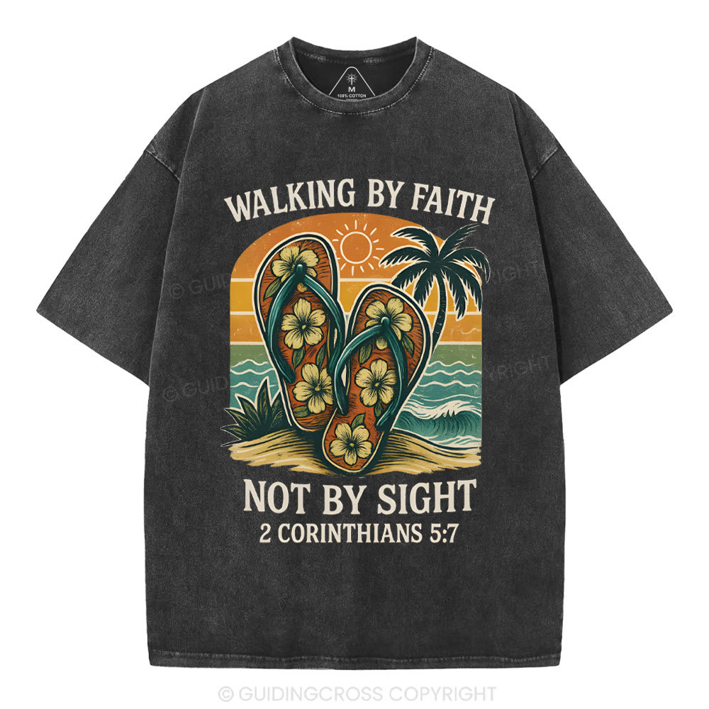 Walking By Faith Christian Washed T-Shirt