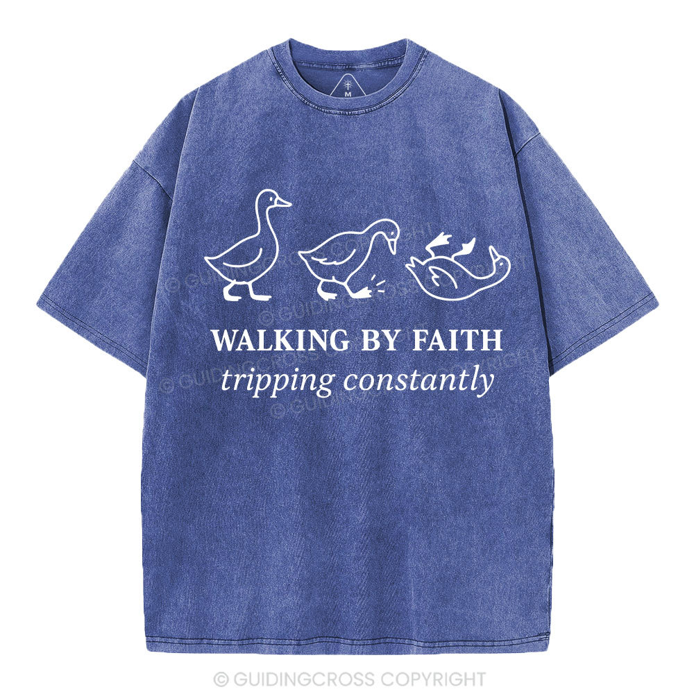 Walking By Faith Christian Washed T-Shirt