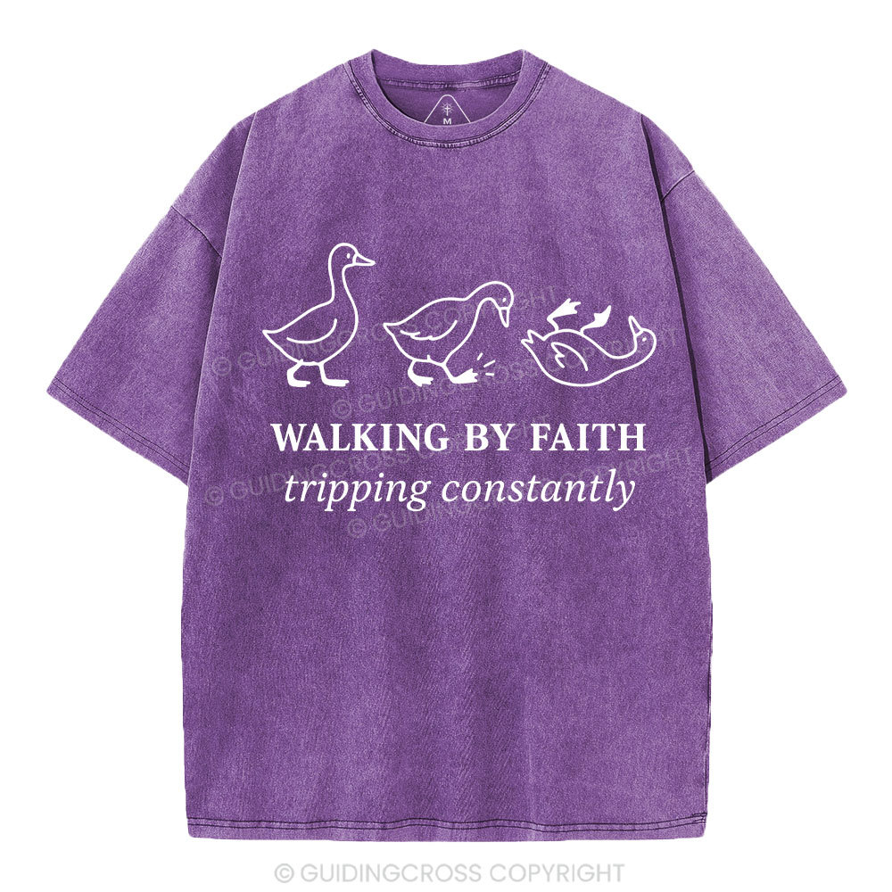 Walking By Faith Christian Washed T-Shirt