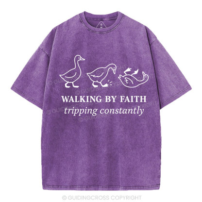 Walking By Faith Christian Washed T-Shirt