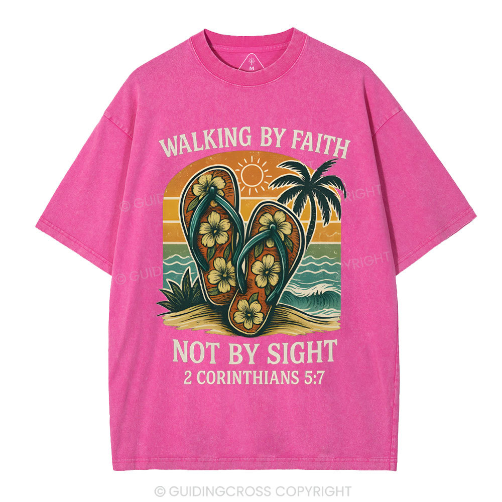 Walking By Faith Christian Washed T-Shirt
