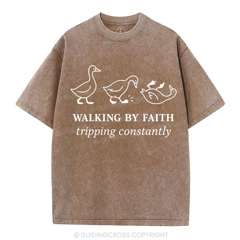 Walking By Faith Christian Washed T-Shirt