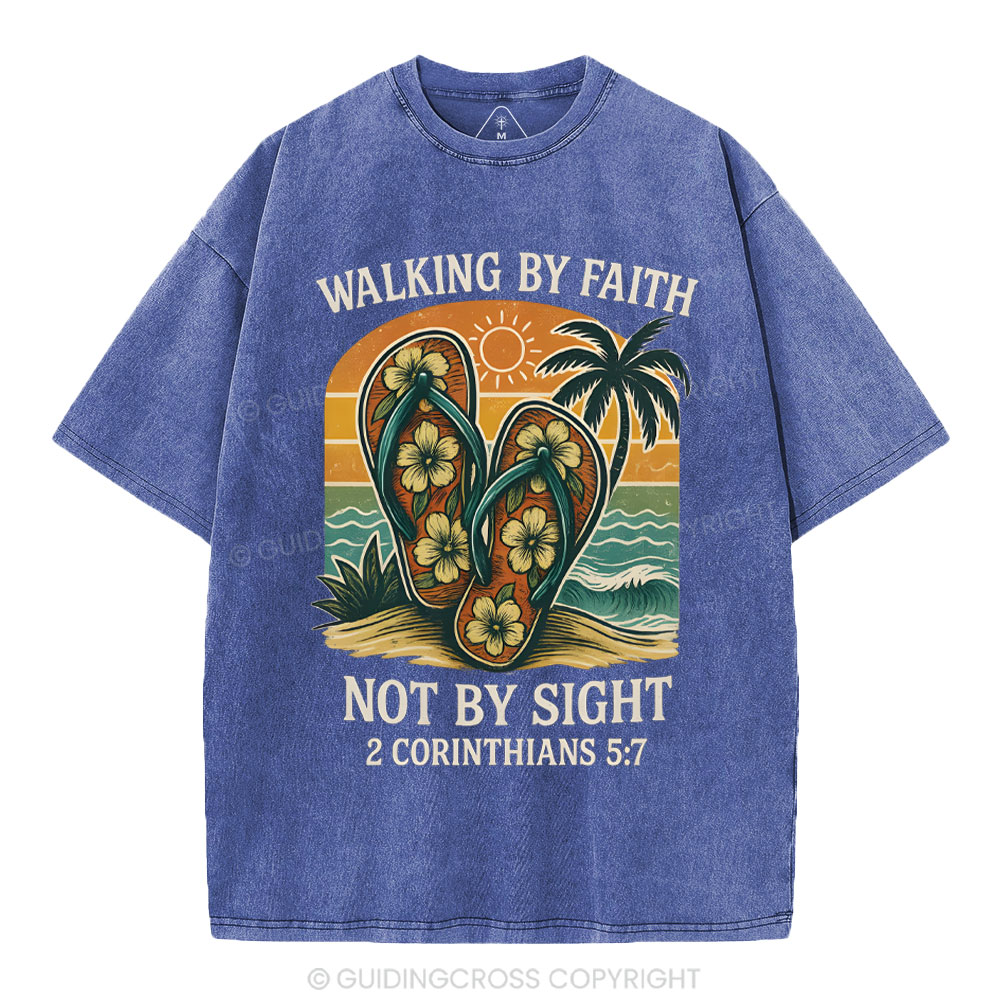 Walking By Faith Christian Washed T-Shirt