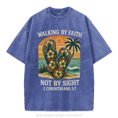 Walking By Faith Christian Washed T-Shirt