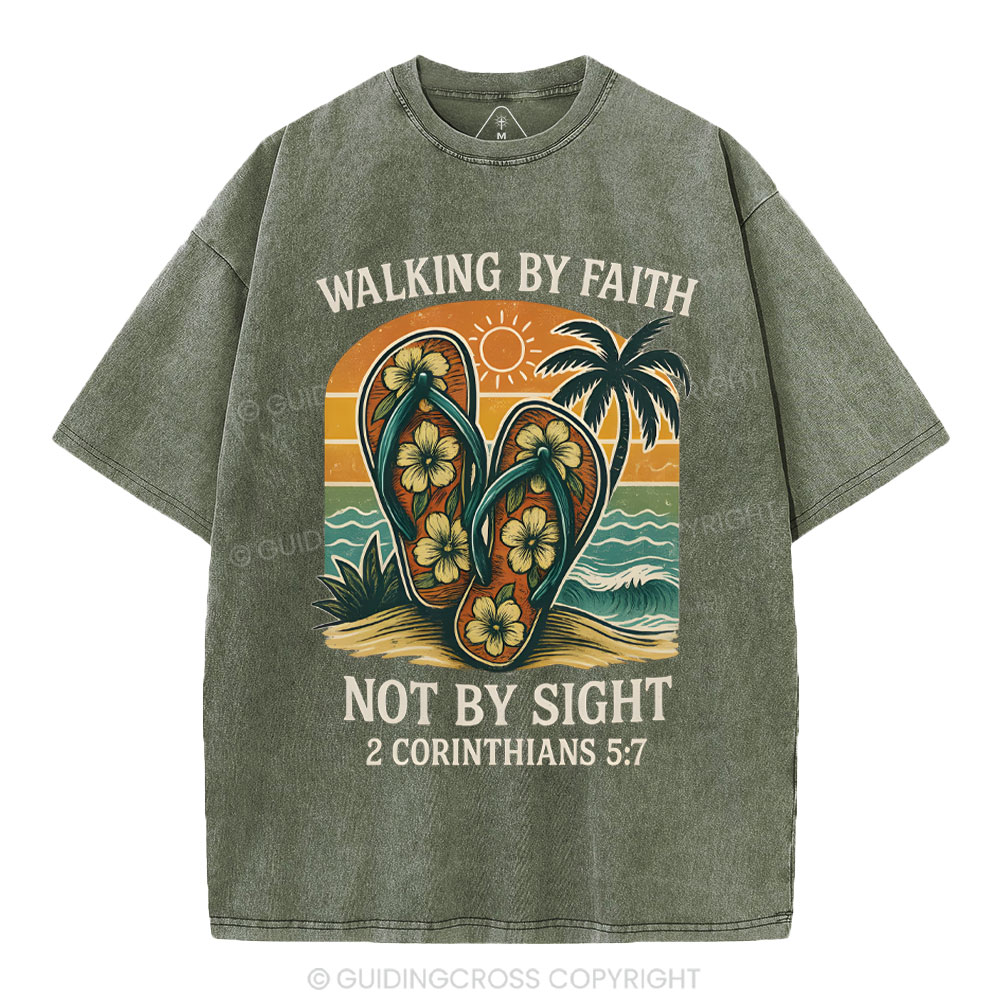 Walking By Faith Christian Washed T-Shirt