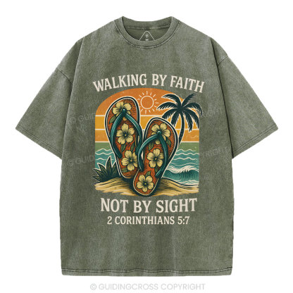 Walking By Faith Christian Washed T-Shirt