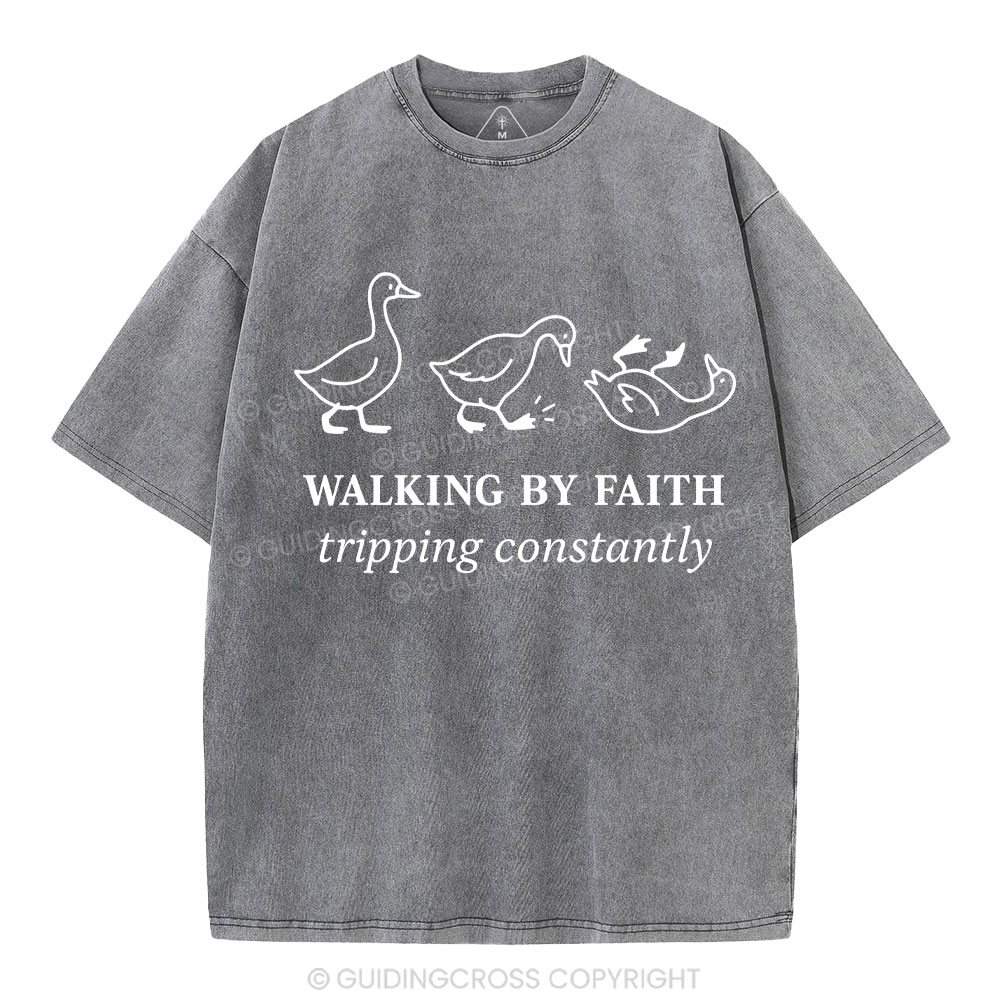 Walking By Faith Christian Washed T-Shirt