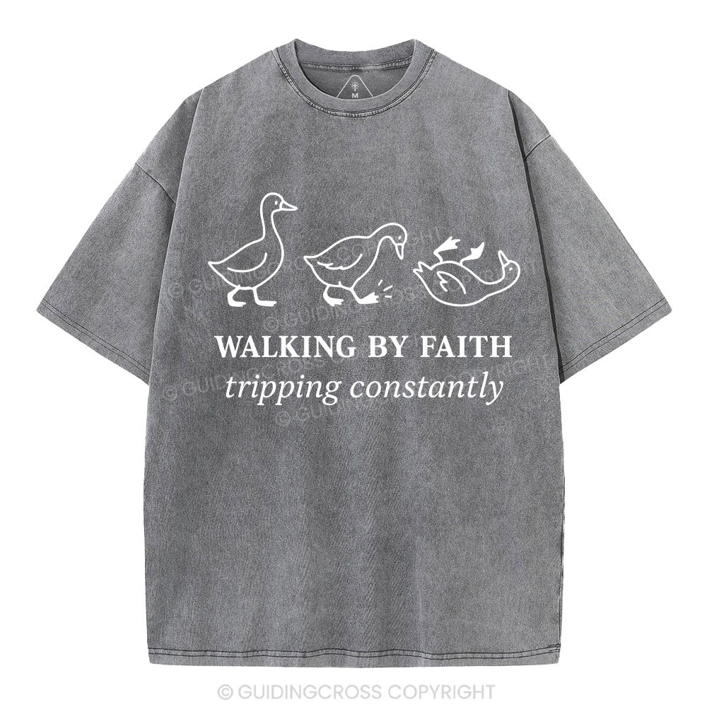 Walking By Faith Christian Washed T-Shirt