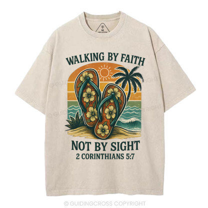 Walking By Faith Christian Washed T-Shirt