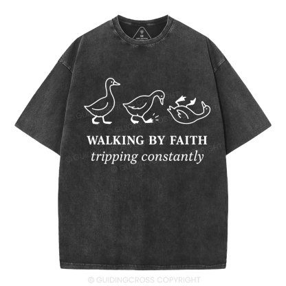 Walking By Faith Christian Washed T-Shirt