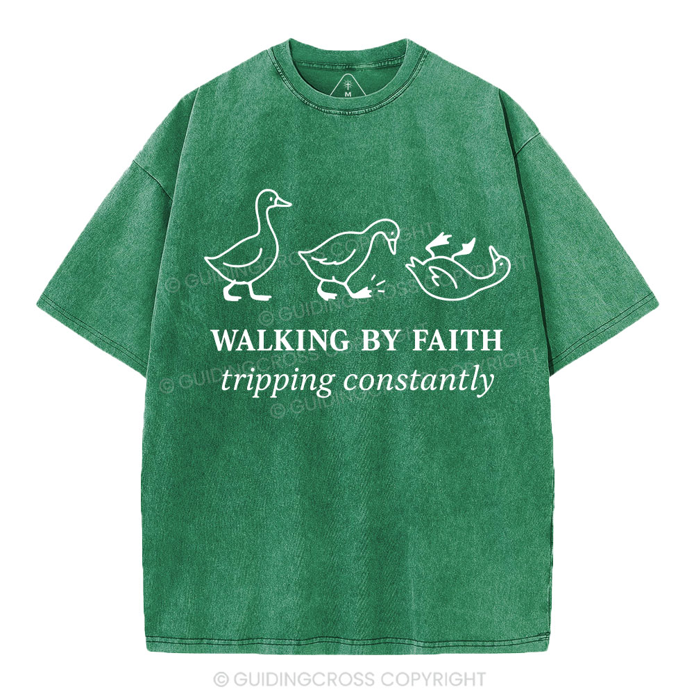 Walking By Faith Christian Washed T-Shirt